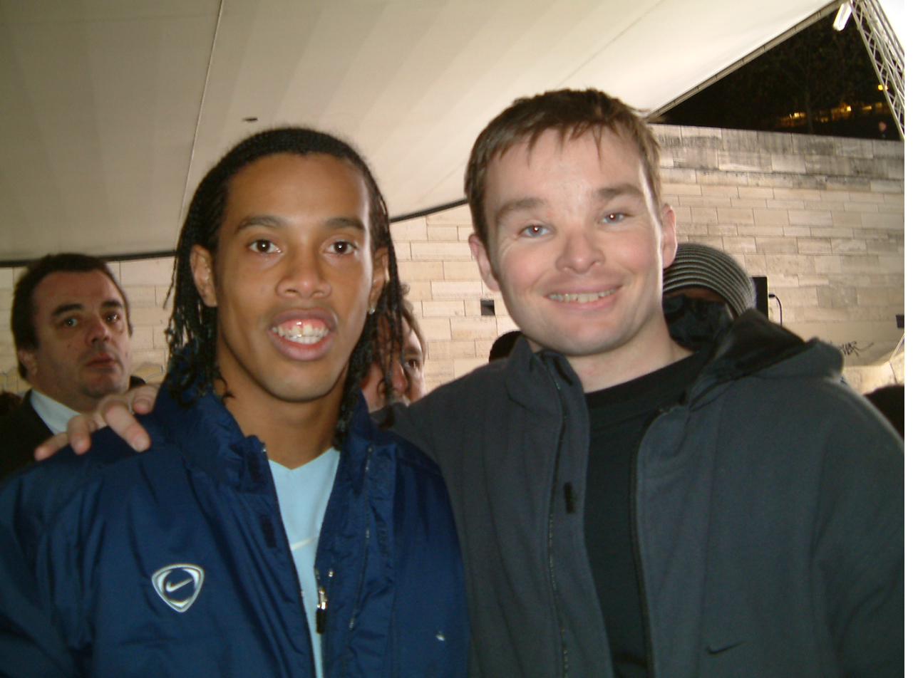 Tommy Baker with Ronaldinho on Nike shoot